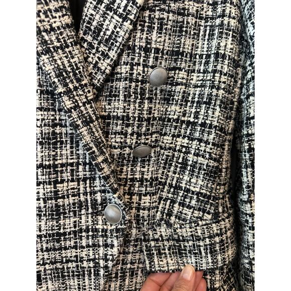 L’AGENCE Kenzie Black & Ivory Tweed Double-Breasted Blazer Size 4 - Picture 8 of 11